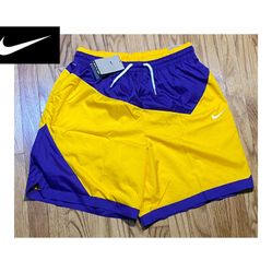 Nike Basketball Shorts Loose Fit DNA 8 Inch Woven Purple Yellow Men’s Sz M-tall 