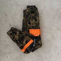 Camo Cargo Jogger Pants with Orange Pockets - Size M