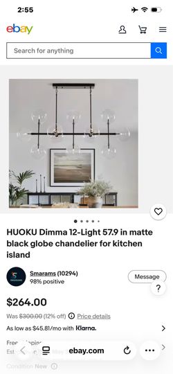 HUOKU Dimma 12-Light 57.9 in matte black globe chandelier for kitchen island