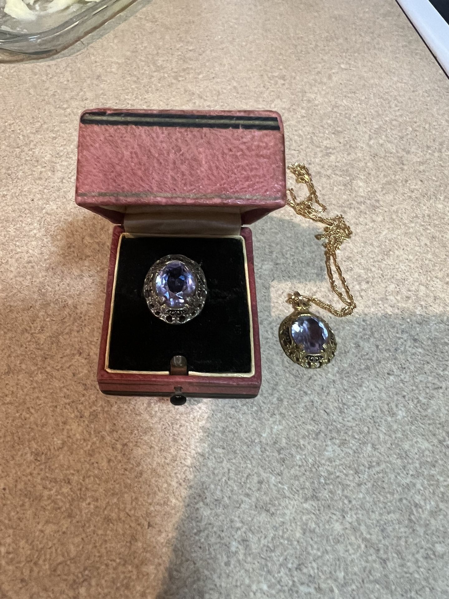Vintage Ring And Necklace Set