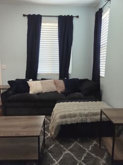 Like New AECOJOY 89 inch Chenille Sectional Couch with Ottoman and Three Tables