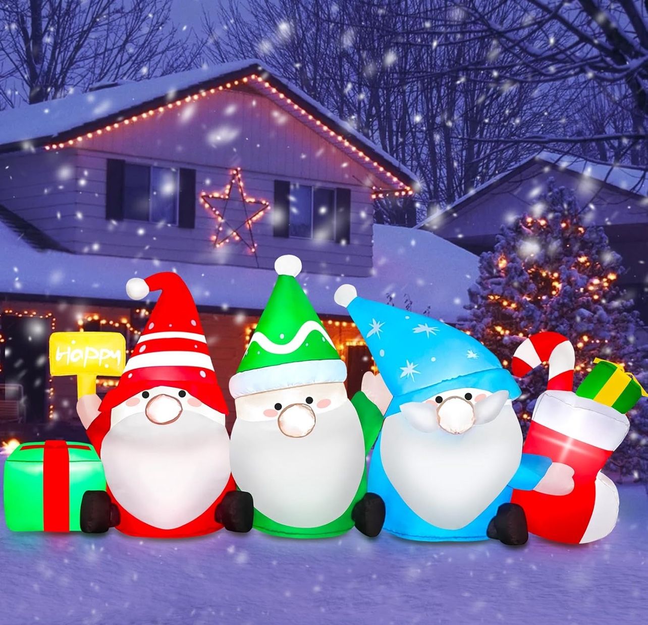 New 6FT Inflatable Gnomes Elves Christmas Decoration 