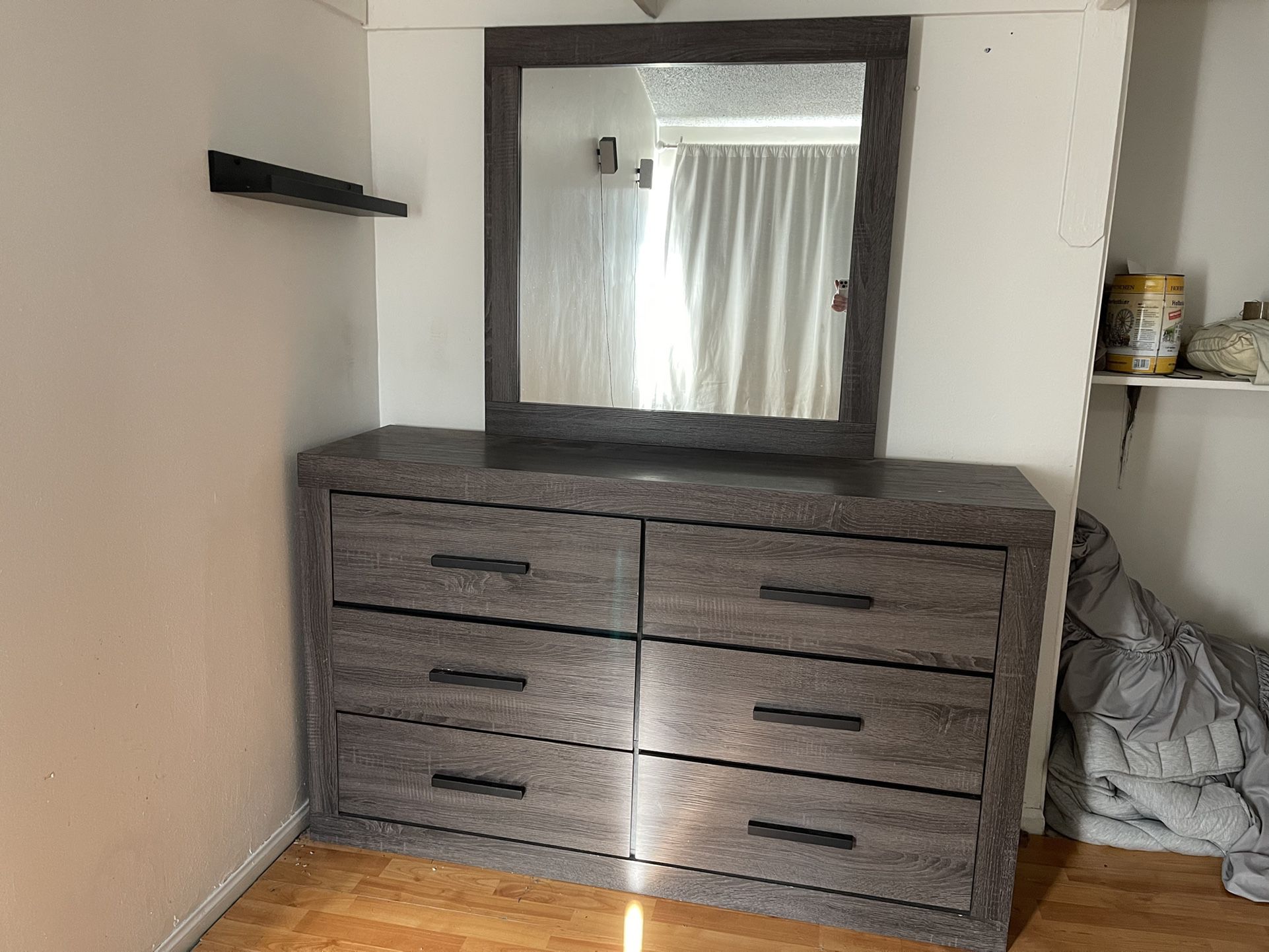 Wood Dresser + Mirror