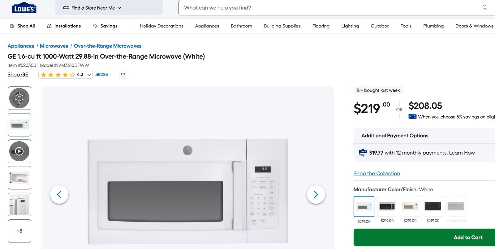 GE Over The Range Microwave