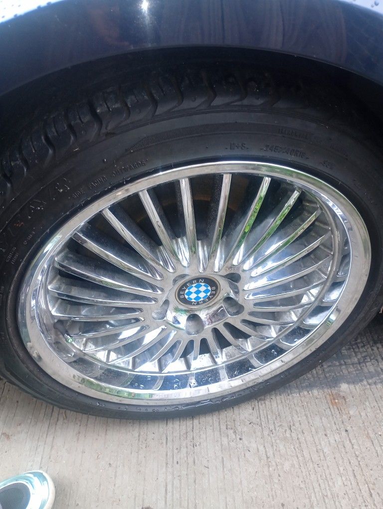 CLEAN CHROME 5x120 18inch RIMS RINES w. NEW TIRES