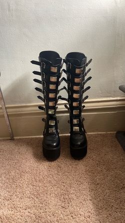 8.5 Black Platform Knee-High Boots