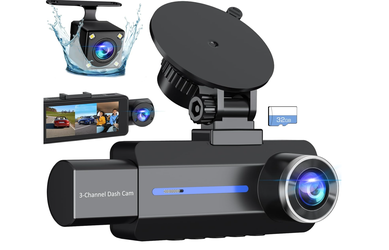 Dash Cam Front and Rear, 2.5K+1440P with 32GB Card, 3 Channel Dash cam NEW SEALED