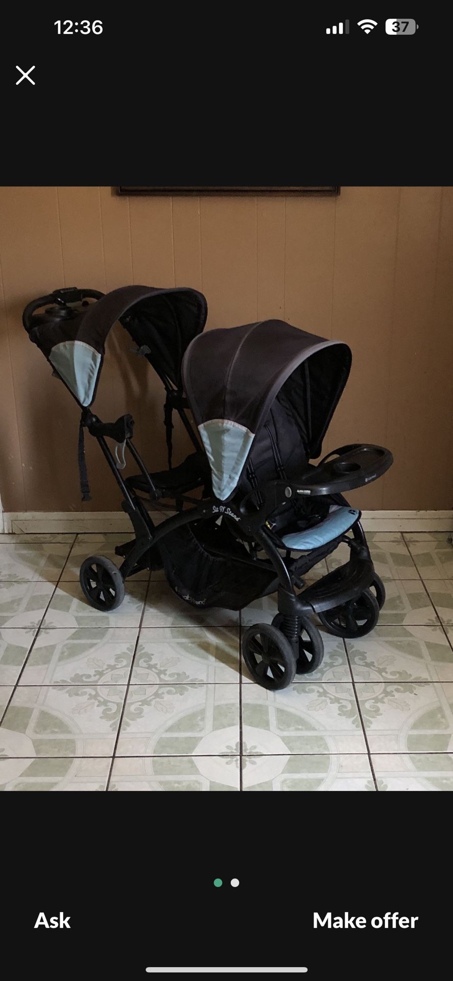 LIKE NEW BABY TREND SEAT AND STAND DOUBLE STROLLER!!!!!