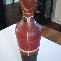 Leather Wrapped Bottle Decanter By Brevettato, Made In Italy.  London Guard..Vintage, 13" Tall