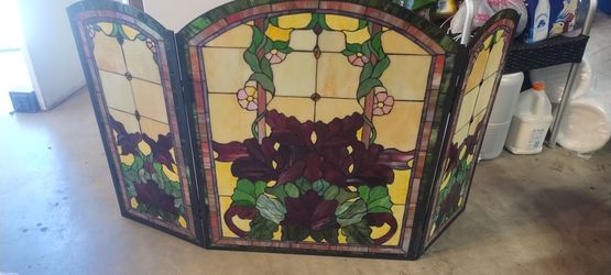 Tiffany style stained Glass fireplace