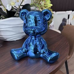 Blue metal teddy Art sculpture