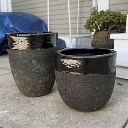 SET OF 2 CERAMIC POTS FOR OUTSIDE 