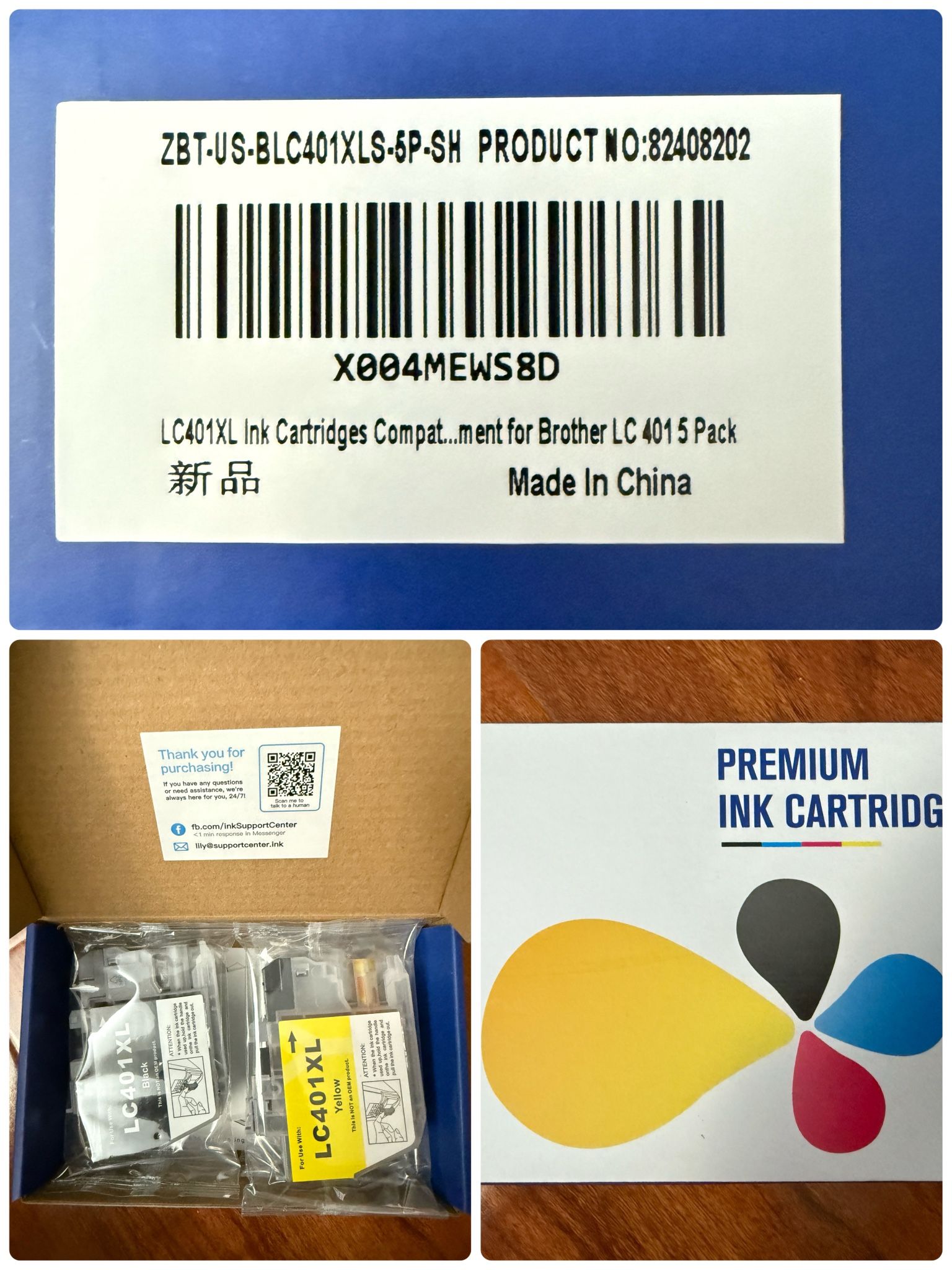 LC401XL Ink Cartridges High Yield Compatible for Brother