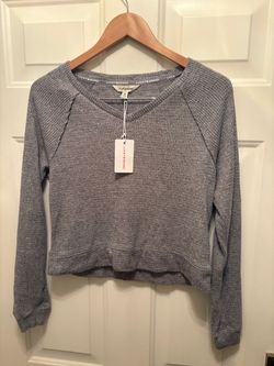 Lucky Brand Gray Thermal Long Sleeve Top
