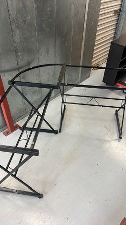 Glass L shape desk