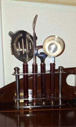 5pc Leather Handle Bar Set Mixology