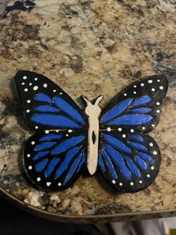 Handmade / Hand Painted Real leather Butterfly Keychain / Charm 