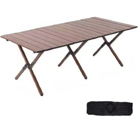 Folding Camping Table, 48Inch Lightweight Roll-Up Table Aluminum Low Portable Picnic Table with Carrying Bag for Outdoor, Beach, Picnic, Backyards, BB