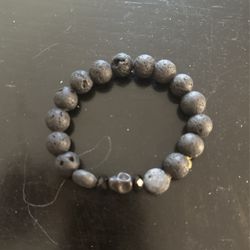 Lava Rock Bead Bracelet With Skull
