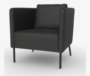 2 IKEA EKERO Armchair Black Upholstered Armchair with Metal Legs