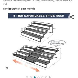 IFELS Spice Rack Organizer for Cabinet, 4 Tier Seasoning Organizer, Expandable Shelf,Step Storage Holder, Kitchen Cabinet Countertop,with Protection R