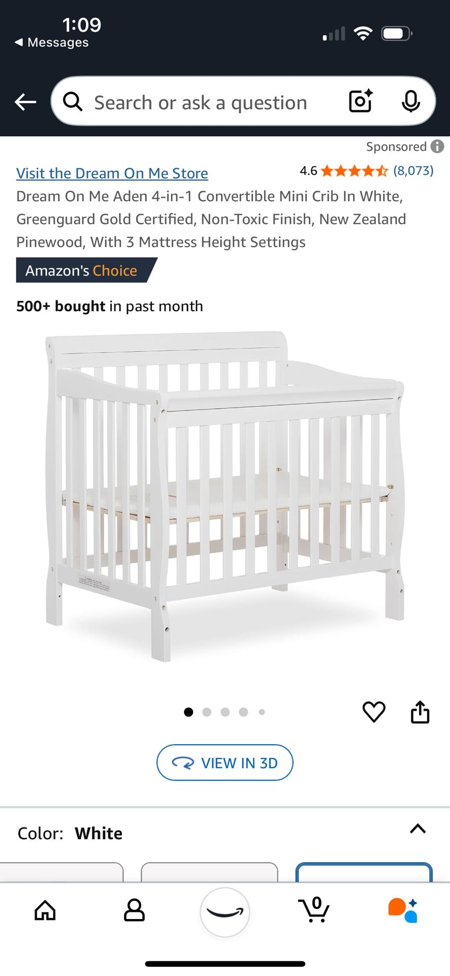 Mini Crib 4-in-1 Convertible + Changing Table