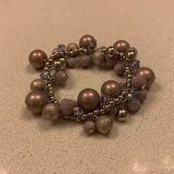 Charming charlie Purple And Silver Charm Ball Bracelet