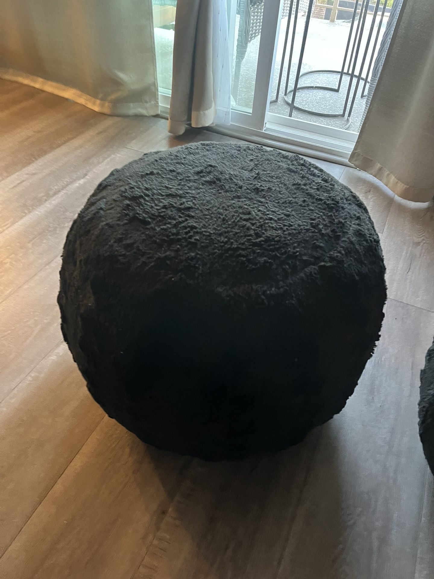 Two Black Ottomans For Sale 