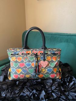 DOONEY AND BOURKE SCRIBBLE Hearts Tassel satchel bag🎀