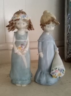 2 Enesco Kinka Japan Figurines 9 In Tall