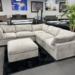 Gray Modular Sofa Sectional w/ FREE Ottoman 🔥SALE🔥