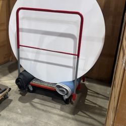 New New New 5' Round Table With Folding Legs Commercial 