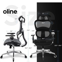 Oline ErgoPro Ergonomic Office Chair, Rolling Desk Chair with 4D Adjustable Armrest, 3D Lumbar Support, Blade Wheels, Mesh Computer Gaming Executive S