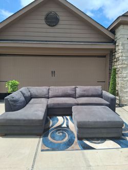 Large Gray Sectional w/Ottoman- Free Delivery