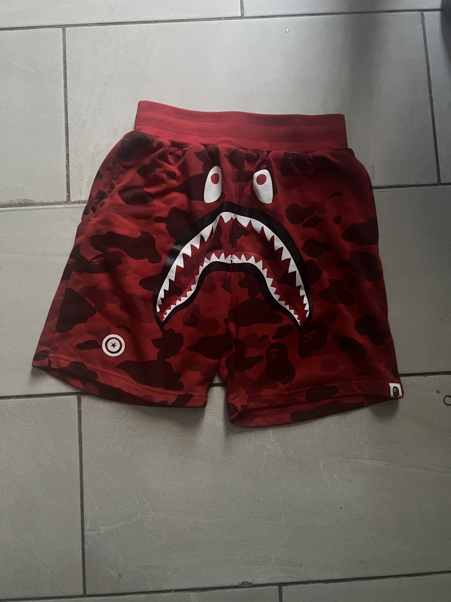 Bape Red Camo Shark Shorts 
