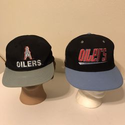 Two Vintage Houston Oilers SnapBack Style Adjustable Hats Both Team NFL