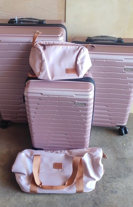3 Luggage Plus 2 Bags Pink Set 