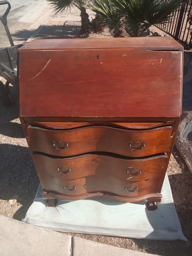 Antique Dresser With Writing Desk Wooden