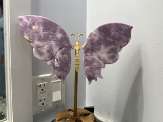 lepidolite Butterfly Wings With Flower Agate 