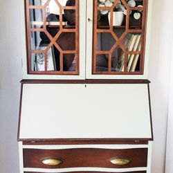 Secretary With Drawers, Sage & Wood