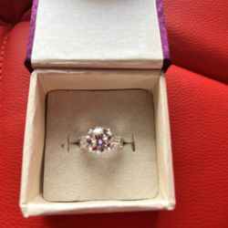 4 Ct Round Brilliant VVS1/D Moissanite 3 Stone Engagement Sterling Silver Ring