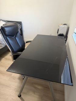 Glass Ikea Desk with Chair For Sale