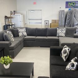 Gray 3 Piece Comfortable Sectional ‼️take It Home With $39 Easy Approval ‼️