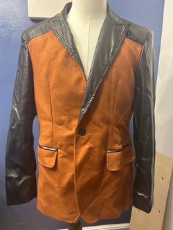 Orange faux Suede & faux Black Snakeskin Blazer