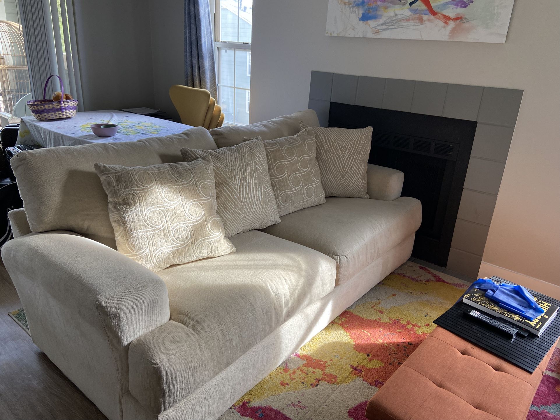 Beige Chenille Couch