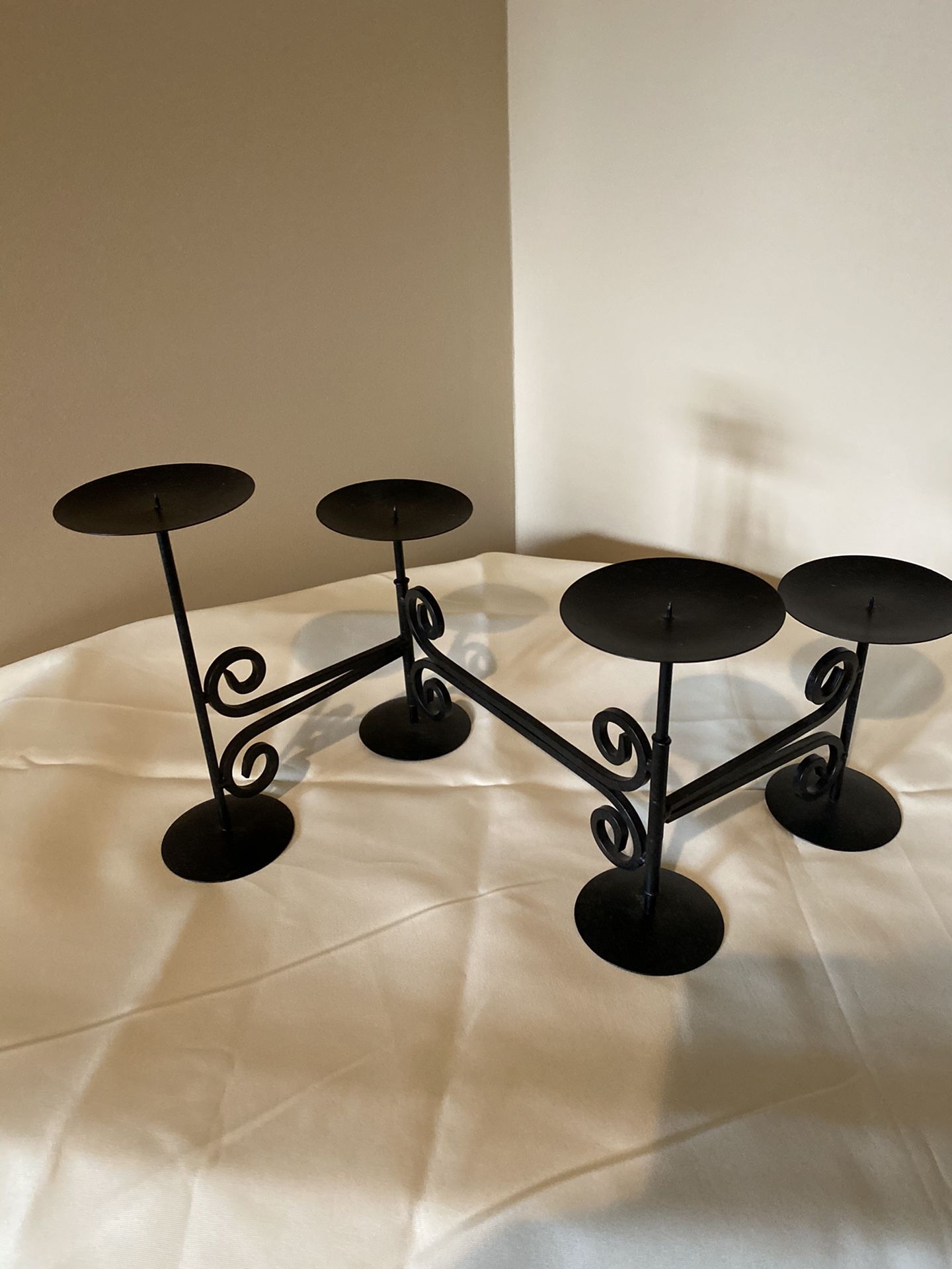 Wroght iron candle holder 9” high 24” wide