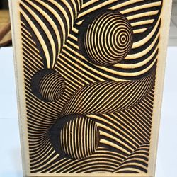 Laser wood carving optical illusion home art decor 8 x 5 inches