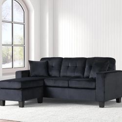 Cris Black Reversible Sectional & Couch Sofa Options 