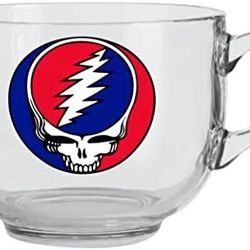 Grateful Dead Steal Your Face - Glass Soup Mug | Novelty 22oz Set Off 4 Mugs