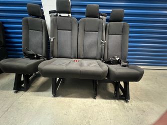 2015-2026 Ford OEM Transit 12 OR 15 Passenger Van  BLACK CLOTH complete rear row
